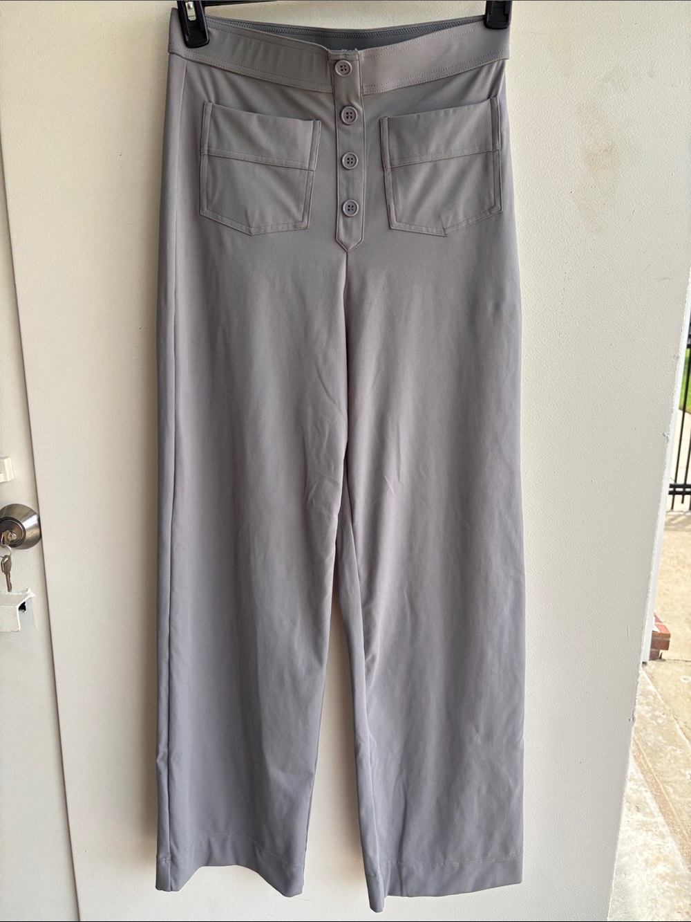 Halara High-Waist Button Front Wide Leg Pants - Light GraySize M